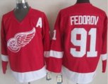 Detroit Red Wings #91 Sergei Fedorov Red CCM Throwback Stitched Hockey Jersey