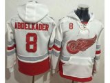 Detroit Red Wings #8 Justin Abdelkader White Name & Number Pullover NHL Hoodie