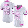 Women Carolina Panthers #79 Chris Scott Limited White Pink Rush Fashion NFL Jersey