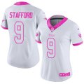 Women Los Angeles Rams #9 Matthew Stafford White Pink Stitched NFL Limited Rush Fashion Jersey