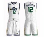 Utah Jazz #12 John Stockton Swingman White Basketball Suit Jersey - Association Edition