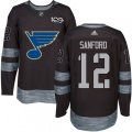 St. Louis Blues #12 Zach Sanford Authentic Black 1917-2017 100th Anniversary NHL Jersey
