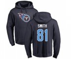Tennessee Titans #81 Jonnu Smith Navy Blue Name & Number Logo Pullover Hoodie