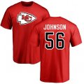 Kansas City Chiefs #56 Derrick Johnson Red Name & Number Logo T-Shirt