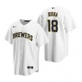 Nike Milwaukee Brewers #18 Keston Hiura White Alternate Stitched Baseball Jersey