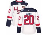 Women Adidas Team USA #20 Ryan Suter Authentic White Home 2016 World Cup Hockey Jersey
