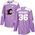 Calgary Flames #36 Troy Brouwer Authentic Purple Fights Cancer Practice NHL Jersey