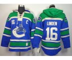 Vancouver Canucks #16 Trevor Linden blue-green [pullover hooded sweatshirt][patch C]