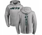 New York Jets #47 Trevon Wesco Ash Backer Pullover Hoodie