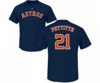 Houston Astros #21 Andy Pettitte Navy Blue Name & Number T-Shirt