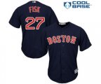 Boston Red Sox #27 Carlton Fisk Replica Navy Blue Alternate Road Cool Base Baseball Jersey