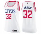 Women's Los Angeles Clippers #32 Blake Griffin Swingman White Pink Fashion Basketball Jersey