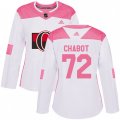 Women Ottawa Senators #72 Thomas Chabot Authentic White Pink Fashion NHL Jersey