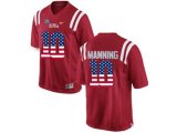 2016 US Flag Fashion Men's Ole Miss Rebels Eli Manning #10 College Alumni Football Limited Jersey - Red
