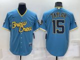 Milwaukee Brewers #15 Tyrone Taylor Blue 2022 City Connect Cool Base Stitched Jersey