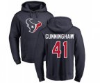 Houston Texans #41 Zach Cunningham Navy Blue Name & Number Logo Pullover Hoodie