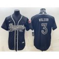 Denver Broncos #3 Russell Wilson Black Reflective With Patch Cool Base Stitched Baseball Jersey