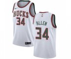 Milwaukee Bucks #34 Ray Allen Authentic White Fashion Hardwood Classics Basketball Jersey