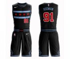 Chicago Bulls #91 Dennis Rodman Authentic Black Basketball Suit Jersey - City Edition