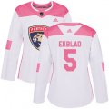 Women's Florida Panthers #5 Aaron Ekblad Authentic White Pink Fashion NHL Jersey