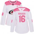 Women Carolina Hurricanes #16 Marcus Kruger Authentic White Pink Fashion NHL Jersey