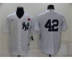 New York Yankees #42 Mariano Rivera White No Name Stitched Rose Nike Cool Base Throwback Jersey