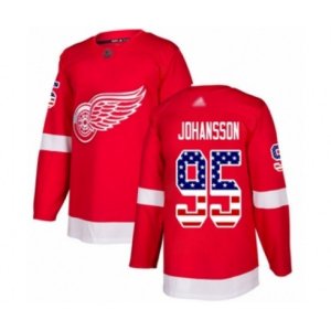 Detroit Red Wings #95 Albert Johansson Authentic Red USA Flag Fashion Hockey Jersey