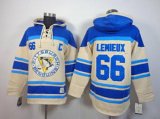 Pittsburgh Penguins #66 Mario Lemieux blue-cream [pullover hooded sweatshirt][patch C]