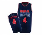 Nike Team USA #4 Christian Laettner Authentic Navy Blue 2012 Olympic Retro Basketball Jersey