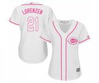 Women's Cincinnati Reds #21 Michael Lorenzen Replica White Fashion Cool Base Baseball Jersey