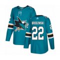 San Jose Sharks #22 Jonny Brodzinski Authentic Teal Green Home Hockey Jersey