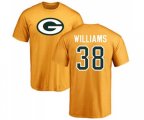 Green Bay Packers #38 Tramon Williams Gold Name & Number Logo T-Shirt