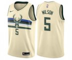 Milwaukee Bucks #5 D. J. Wilson Authentic Cream NBA Jersey - City Edition