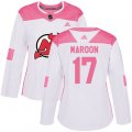 Women New Jersey Devils #17 Patrick Maroon Authentic White Pink Fashion NHL Jersey