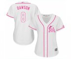 Women's Miami Marlins #8 Andre Dawson Replica White Fashion Cool Base Baseball Jersey