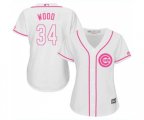 Women's Chicago Cubs #34 Kerry Wood Authentic White Fashion Baseball Jersey