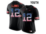2016 US Flag Fashion Youth Ohio State Buckeyes C.Jones #12 College Football Limited Jersey - Blackout