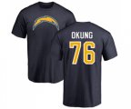 Los Angeles Chargers #76 Russell Okung Navy Blue Name & Number Logo T-Shirt