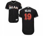 Miami Marlins #19 Miguel Rojas Black Alternate Flex Base Authentic Collection Baseball Jersey