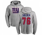 New York Giants #76 Nate Solder Ash Name & Number Logo Pullover Hoodie