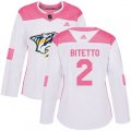 Women Nashville Predators #2 Anthony Bitetto Authentic White Pink Fashion NHL Jersey