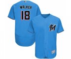 Miami Marlins #18 Neil Walker Blue Alternate Flex Base Authentic Collection Baseball Jersey