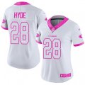 Women San Francisco 49ers #28 Carlos Hyde Limited White Pink Rush Fashion NFL Jersey
