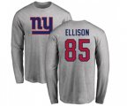 New York Giants #85 Rhett Ellison Ash Name & Number Logo Long Sleeve T-Shirt