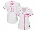 Women's New York Yankees #31 Aaron Hicks Authentic White Fashion Cool Base Baseball Jersey