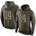 Kansas City Chiefs #14 Demarcus Robinson Green Salute To Service Pullover Hoodie