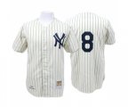 New York Yankees #8 Yogi Berra Authentic White Throwback Baseball Jersey