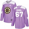 Boston Bruins #67 Jakub Zboril Authentic Purple Fights Cancer Practice NHL Jersey