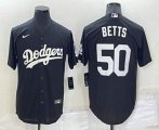 Los Angeles Dodgers #50 Mookie Betts Black Turn Back The Clock Stitched Cool Base Jersey