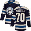 Columbus Blue Jackets #70 Joonas Korpisalo Authentic Navy Blue Alternate NHL Jersey
